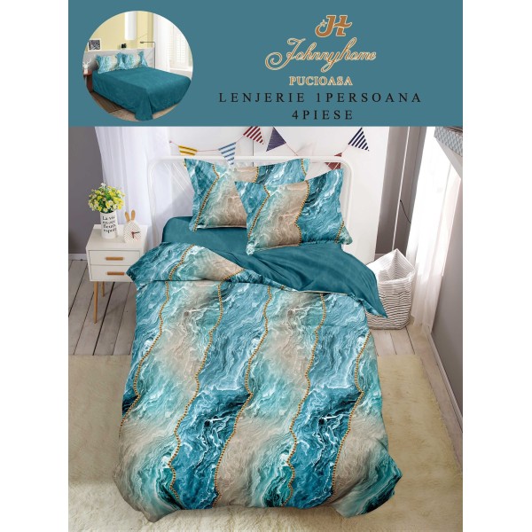 Lenjerie De Pat 1 Persoana 4 Piese, din Bumbac Finet, Cearceaf de pat 155x200cm, Y60-29 Lenjerie De Pat 1 Persoana 4 Piese, din Bumbac Finet, Cearceaf de pat 155x200cm, Y60-29
