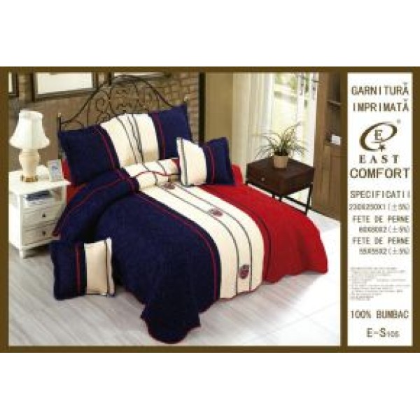 Cuvertură Pat Dublu, 5 Piese, Bumbac 100% , Imprimat –Calitate Premium, 230x250 cm, CUVE-1 Cuvertură Pat Dublu, 5 Piese, Bumbac 100% , Imprimat –Calitate Premium, 230x250 cm, CUVE-1
