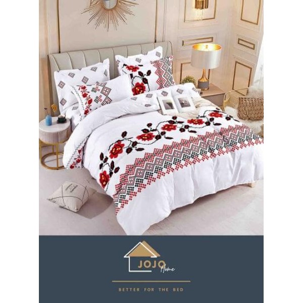 Set Lenjerie Eleganta Finet Din 4 Piese ,Pat 1 Persoana, Cearceaf de pat 155 x 230cm, JK-010