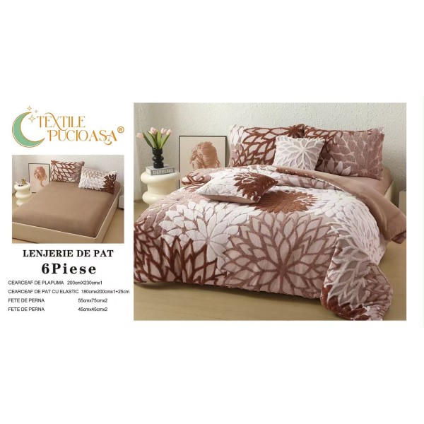 Lenjerie de pat Cocolino – 6 Piese – Model Floral – Cearșaf cu Elastic 180x200 LCCEP1 Lenjerie de pat Cocolino – 6 Piese – Model Floral – Cearșaf cu Elastic 180x200 LCCEP1