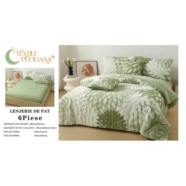 Lenjerie de pat Cocolino – 6 Piese – Model Floral – Cearșaf cu Elastic 180x200 LCCEP2 Lenjerie de pat Cocolino – 6 Piese – Model Floral – Cearșaf cu Elastic 180x200 LCCEP2