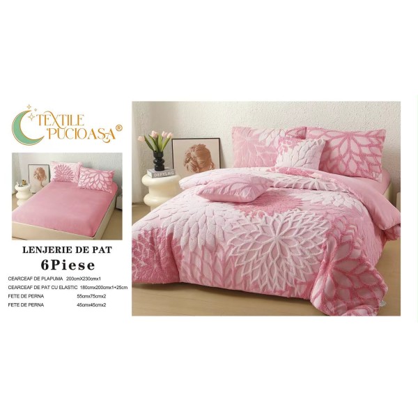 Lenjerie de pat Cocolino – 6 Piese – Model Floral – Cearșaf cu Elastic 180x200 LCCEP3 Lenjerie de pat Cocolino – 6 Piese – Model Floral – Cearșaf cu Elastic 180x200 LCCEP3