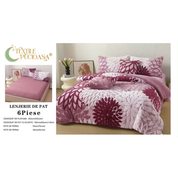 Lenjerie de pat Cocolino – 6 Piese – Model Floral – Cearșaf cu Elastic 180x200 LCCEP4 Lenjerie de pat Cocolino – 6 Piese – Model Floral – Cearșaf cu Elastic 180x200 LCCEP4