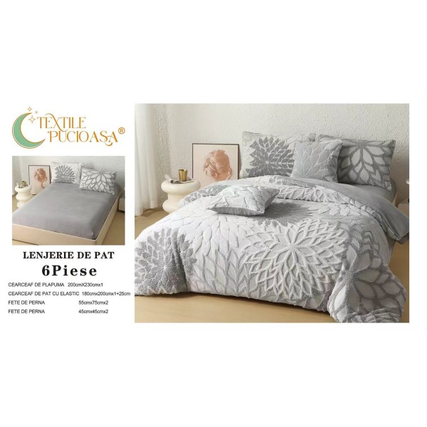 Lenjerie de pat Cocolino – 6 Piese – Model Floral – Cearșaf cu Elastic 180x200 LCCEP5 Lenjerie de pat Cocolino – 6 Piese – Model Floral – Cearșaf cu Elastic 180x200 LCCEP5