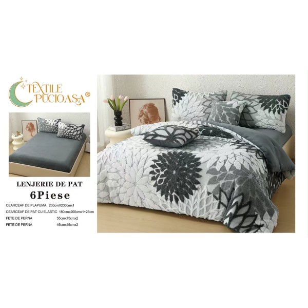 Lenjerie de pat Cocolino – 6 Piese – Model Floral – Cearșaf cu Elastic 180x200 LCCEP6 Lenjerie de pat Cocolino – 6 Piese – Model Floral – Cearșaf cu Elastic 180x200 LCCEP6