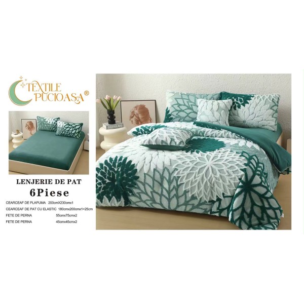 Lenjerie de pat Cocolino – 6 Piese – Model Floral – Cearșaf cu Elastic 180x200 LCCEP7 Lenjerie de pat Cocolino – 6 Piese – Model Floral – Cearșaf cu Elastic 180x200 LCCEP7