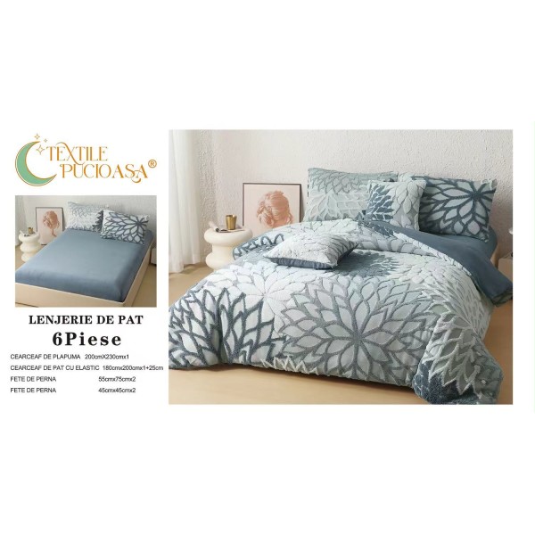 Lenjerie de pat Cocolino – 6 Piese – Model Floral – Cearșaf cu Elastic 180x200 LCCEP8 Lenjerie de pat Cocolino – 6 Piese – Model Floral – Cearșaf cu Elastic 180x200 LCCEP8