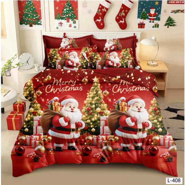 Lenjerie de Pat Crăciun 6 Piese,  Modele Festive, Mos Craciun LCRL1
