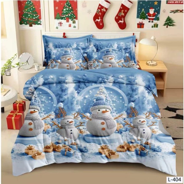 Lenjerie de Pat Crăciun 6 Piese,  Modele Festive, Mos Craciun LCRL2
