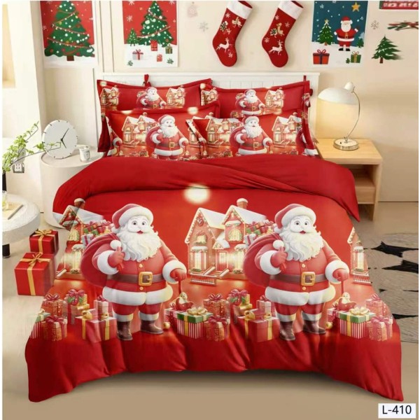 Lenjerie de Pat Crăciun 6 Piese,  Modele Festive, Mos Craciun LCRL4