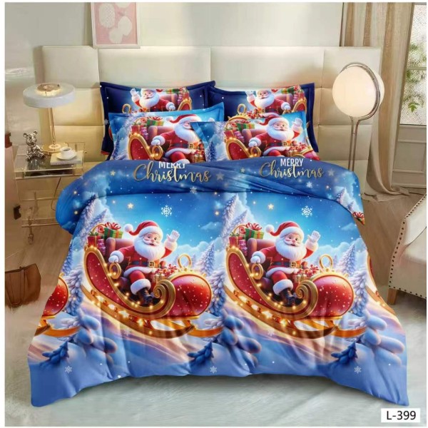 Lenjerie de Pat Crăciun 6 Piese,  Modele Festive, Mos Craciun LCRL5