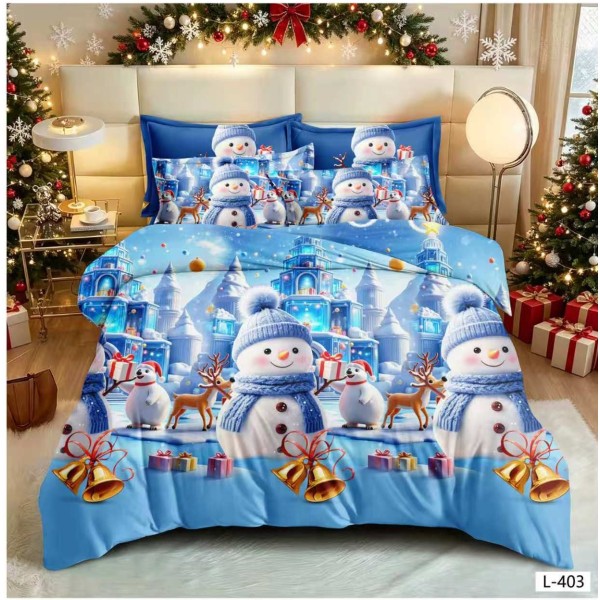 Lenjerie de Pat Crăciun 6 Piese,  Modele Festive, Mos Craciun LCRL9