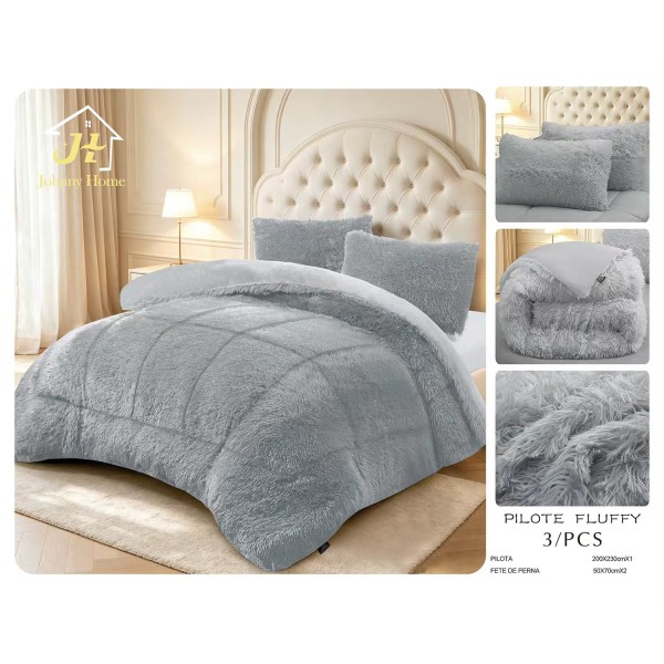 Pilotă Fluffy Pufoasă – Set 3 Piese cu 2 Fețe de Pernă, 200x230 cm PFLM2