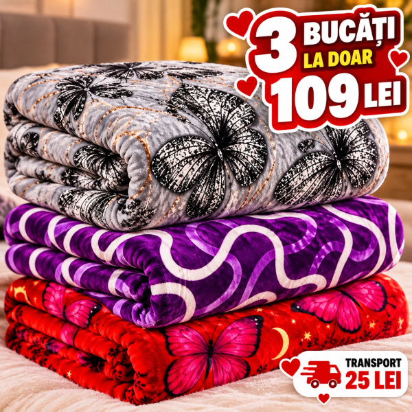 Set 3 Pături Cocolino 200x230 cm – 109 Lei | Super Pufoase și Călduroase S3PC93