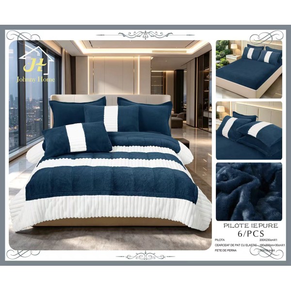 Set pilotă pufoasă Iepure, 6 piese, roz cu alb, LENJERE INCLUSA cu cearșaf cu elastic 180X200 SPLIM3 Set pilotă pufoasă Iepure, 6 piese, roz cu alb, LENJERE INCLUSA cu cearșaf cu elastic 180X200 SPLIM3
