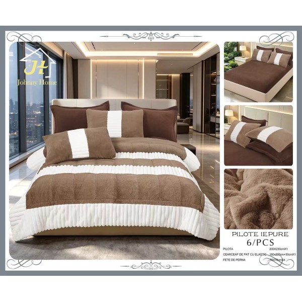 Set pilotă pufoasă Iepure, 6 piese, roz cu alb, LENJERE INCLUSA cu cearșaf cu elastic 180X200 SPLIM4 Set pilotă pufoasă Iepure, 6 piese, roz cu alb, LENJERE INCLUSA cu cearșaf cu elastic 180X200 SPLIM4