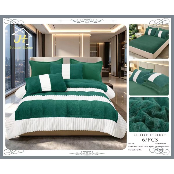 Set pilotă pufoasă Iepure, 6 piese, roz cu alb, LENJERE INCLUSA cu cearșaf cu elastic 180X200 SPLIM5 Set pilotă pufoasă Iepure, 6 piese, roz cu alb, LENJERE INCLUSA cu cearșaf cu elastic 180X200 SPLIM5
