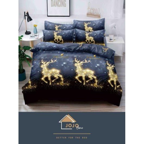 Lenjerie pat 1 PERSOANA, BUMBAC FINET, 4 piese, X-Mass Collection Jojo Home JC1P3