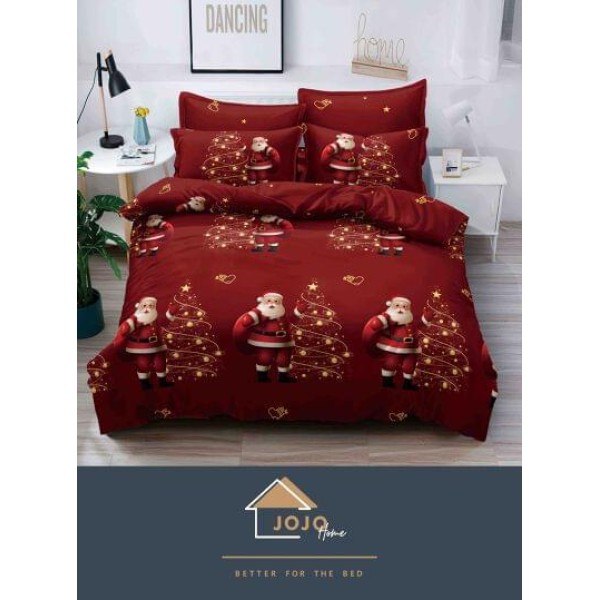 Lenjerie pat 1 PERSOANA, BUMBAC FINET, 4 piese, X-Mass Collection Jojo Home JC1P5