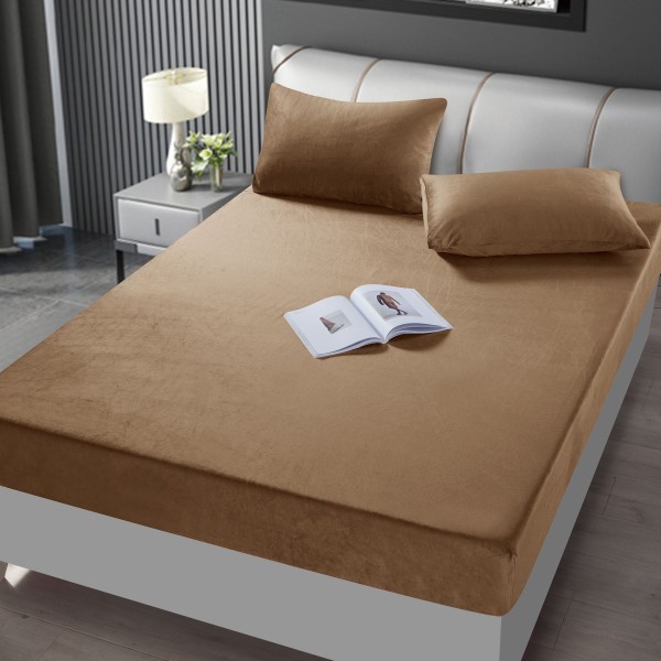 Husa de pat din Catifea cu Elastic cu 2 fete de perna 180x200 MARO HSCJ07
