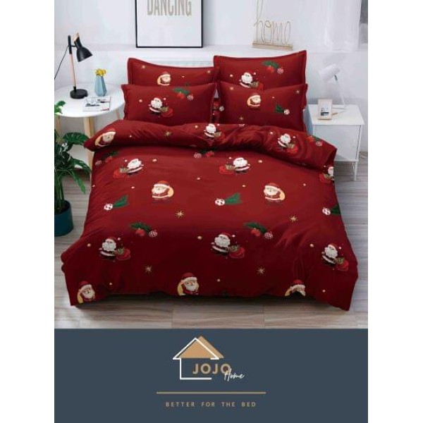 Lenjerie pat 1 PERSOANA, BUMBAC FINET, 4 piese, X-Mass Collection Jojo Home JC1P7