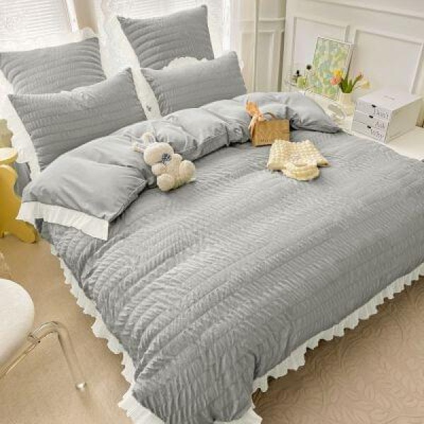 Lenjerie Bumbac Creponat, 6 Piese, Pat 2 Persoane CRJ16
