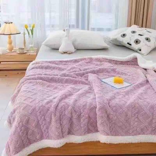 Patura CoCoLiNo cu blanita, TIP TRICOTAJ, 200x230cm, Jojo Home, MOV LILA