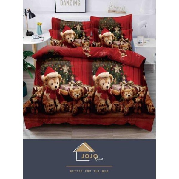 Lenjerie pat dublu, BUMBAC FINET, 6 piese, CRACIUN Collection, Jojo Home,C1