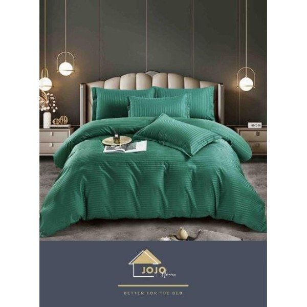 Lenjerie de pat, damasc, uni, VERDE, 6 piese, pat 2 persoane, Jo-Jo, DM11