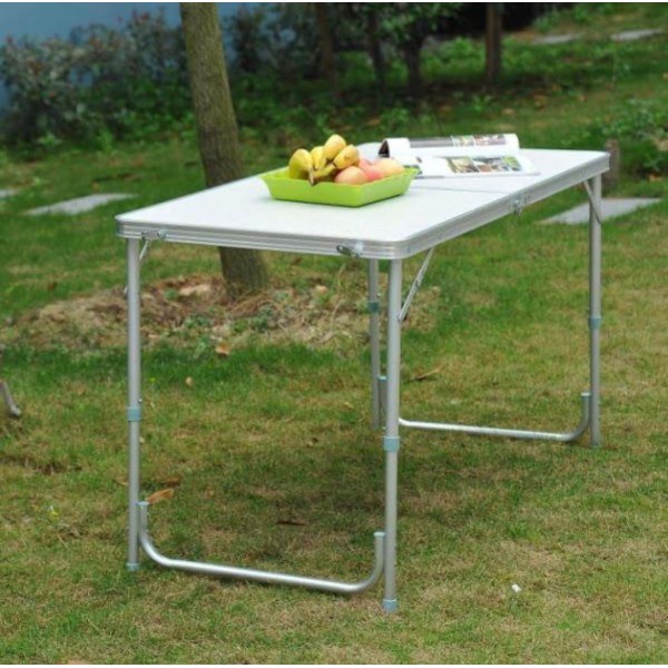 Masuta pliabila picnic din aluminiu 60 x 120 cm + 4 scaune pliabile ALB