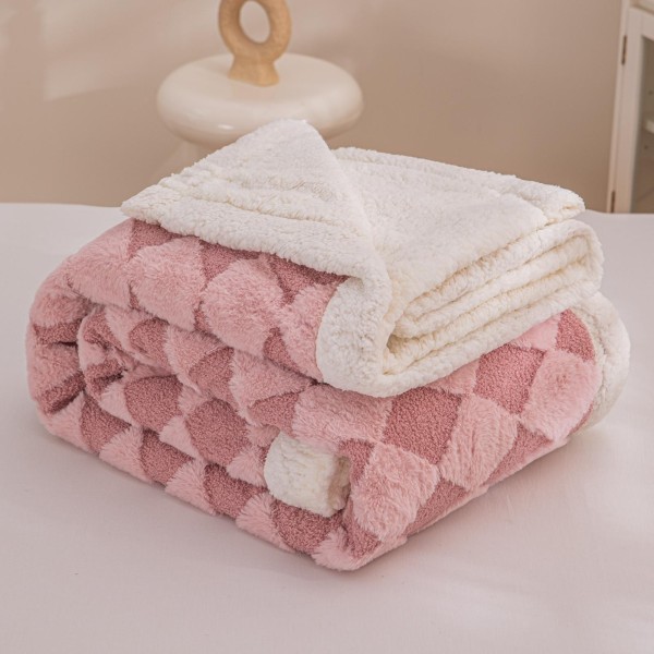 Patura cu blanita de iepure si catifea 200×230 cm PCBI8-ROZ