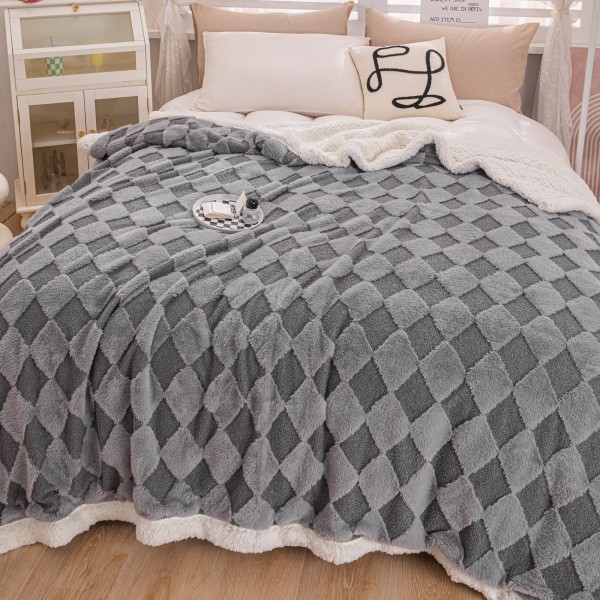 Patura cu blanita de iepure si catifea 200×230 cm PCBI5-GRI