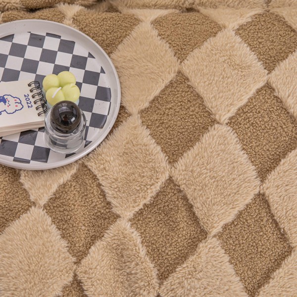 Patura cu blanita de iepure si catifea 200×230 cm PCBI7-MARO DESCHIS