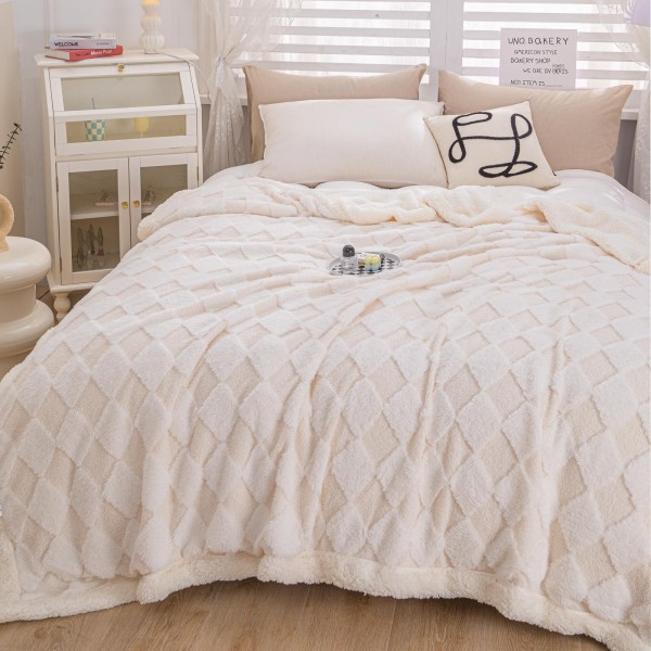 Patura cu blanita de iepure si catifea 200×230 cm PCBI6-ALB UNT