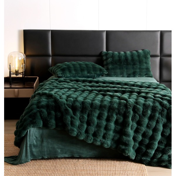 Lenjerie pat dublu, ExtraPufoasa, din Blanita artificiala de Iepure, 6 piese, Jojo Home LCBI02, VERDE SMARALD Lenjerie pat dublu, ExtraPufoasa, din Blanita artificiala de Iepure, 6 piese, Jojo Home LCBI02, VERDE SMARALD