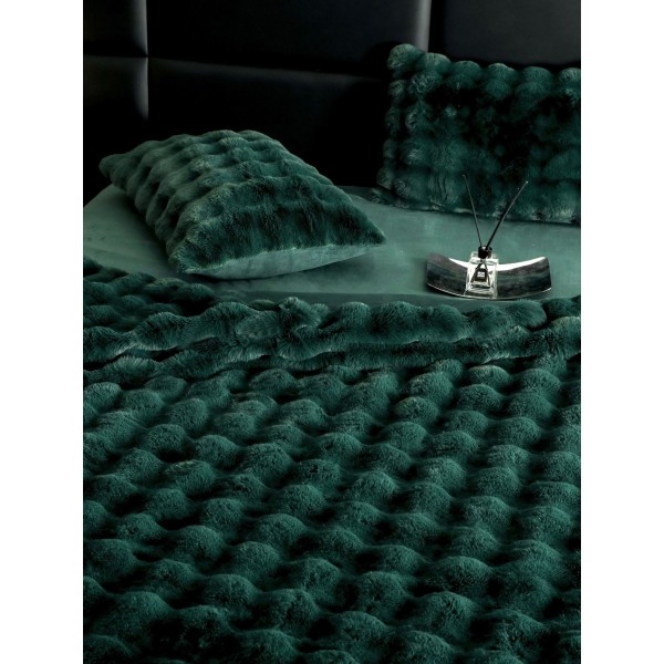 Lenjerie pat dublu, ExtraPufoasa, din Blanita artificiala de Iepure, 6 piese, Jojo Home LCBI02, VERDE SMARALD Lenjerie pat dublu, ExtraPufoasa, din Blanita artificiala de Iepure, 6 piese, Jojo Home LCBI02, VERDE SMARALD