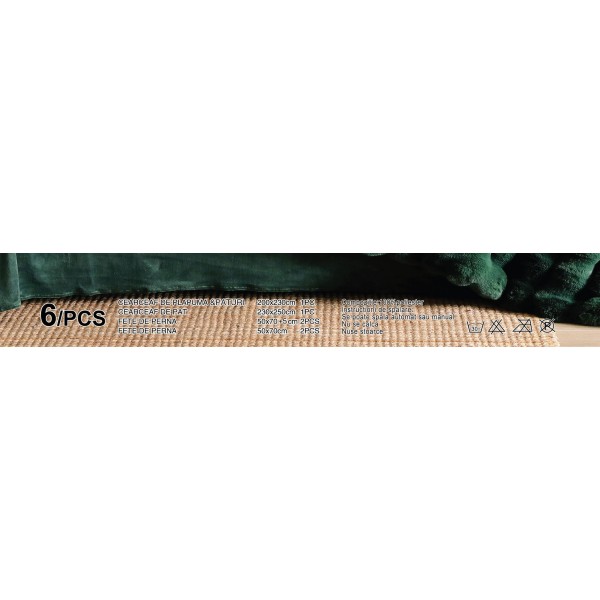 Lenjerie pat dublu, ExtraPufoasa, din Blanita artificiala de Iepure, 6 piese, Jojo Home LCBI02, VERDE SMARALD Lenjerie pat dublu, ExtraPufoasa, din Blanita artificiala de Iepure, 6 piese, Jojo Home LCBI02, VERDE SMARALD