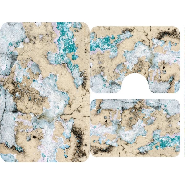 Covoare Pentru Baie, 3 Piese, Antiderapante , model piatra turqoise