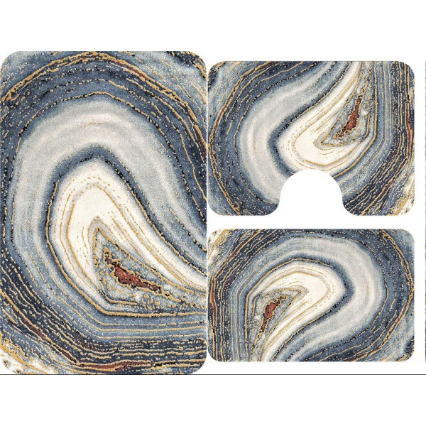 Covoare Pentru Baie, 3 Piese, Antiderapante , model abstract auriu