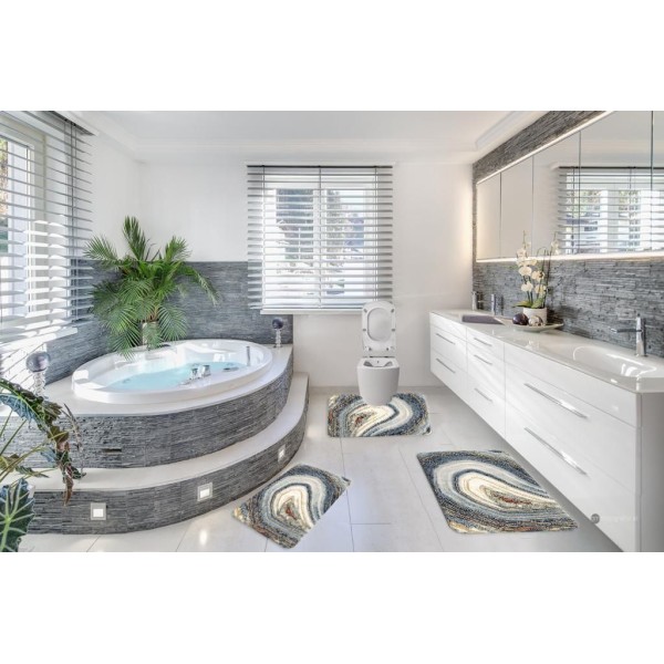 Covoare Pentru Baie, 3 Piese, Antiderapante , model abstract auriu