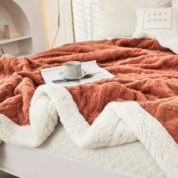 Patura CoCoLiNo tip Tricotaj cu blanita, 200x230cm, Jojo Home, Somon Patura CoCoLiNo tip Tricotaj cu blanita, 200x230cm, Jojo Home, Somon