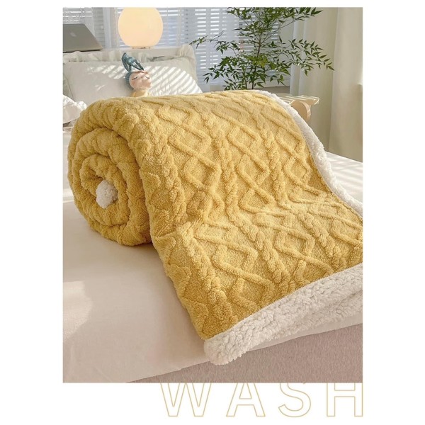Patura CoCoLiNo tip Tricotaj cu blanita, 200x230cm, Jojo Home, Galben Patura CoCoLiNo tip Tricotaj cu blanita, 200x230cm, Jojo Home, Galben