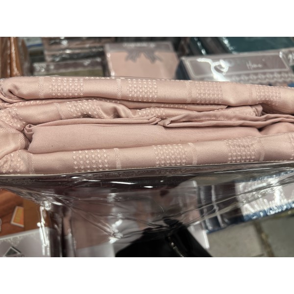 Lenjerie pat dublu, JACQUARD FINETAT, 6 piese, Jojo Home, Alb