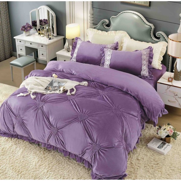 Set pat Luxury 4 Piese din Catifea CJ11 Set pat Luxury 4 Piese din Catifea CJ11