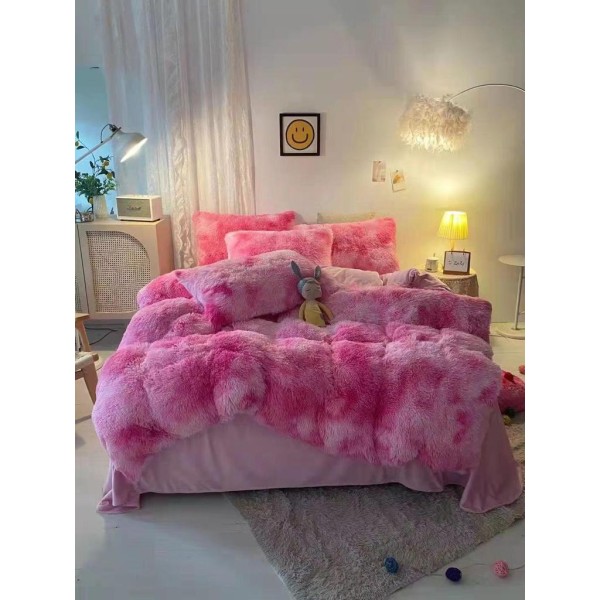 Lenjerie De Pat Pufoasa FLUFFY - Roz