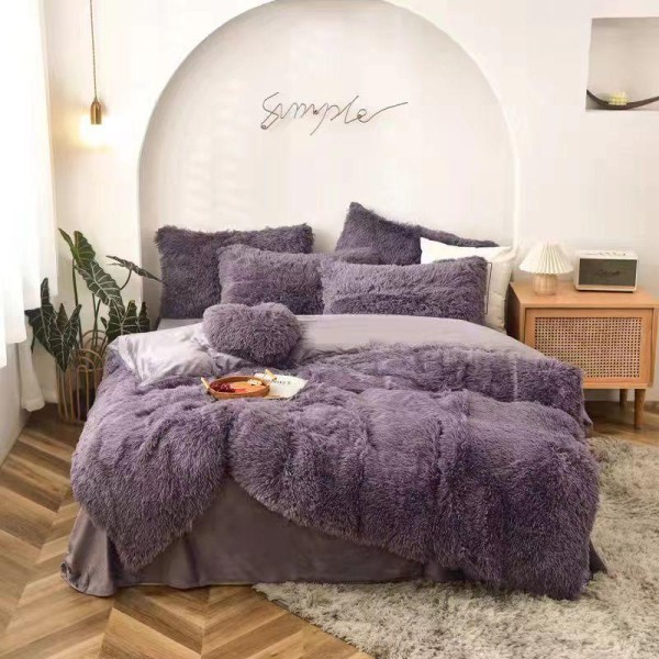 Lenjerie De Pat Pufoasa FLUFFY - Lila
