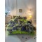 Lenjerie De Pat Pufoasa FLUFFY - Gri & Verde