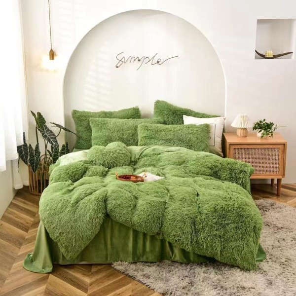 Lenjerie De Pat Pufoasa FLUFFY - VERDE