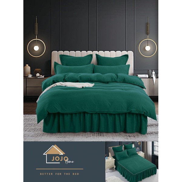 Set Lenjerie de Pat cu Volan, Uni, Finet Gros, VERDE, FNVJ-11 Set Lenjerie de Pat cu Volan, Uni, Finet Gros, VERDE, FNVJ-11