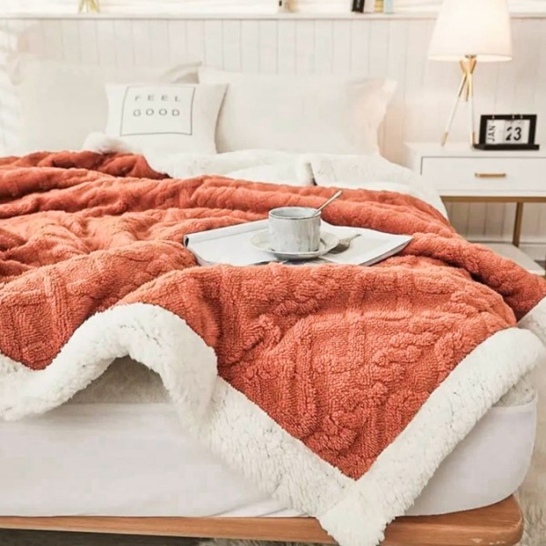 Patura CoCoLiNo tip Tricotaj cu blanita, 200x230cm, Jojo Home, Somon Patura CoCoLiNo tip Tricotaj cu blanita, 200x230cm, Jojo Home, Somon
